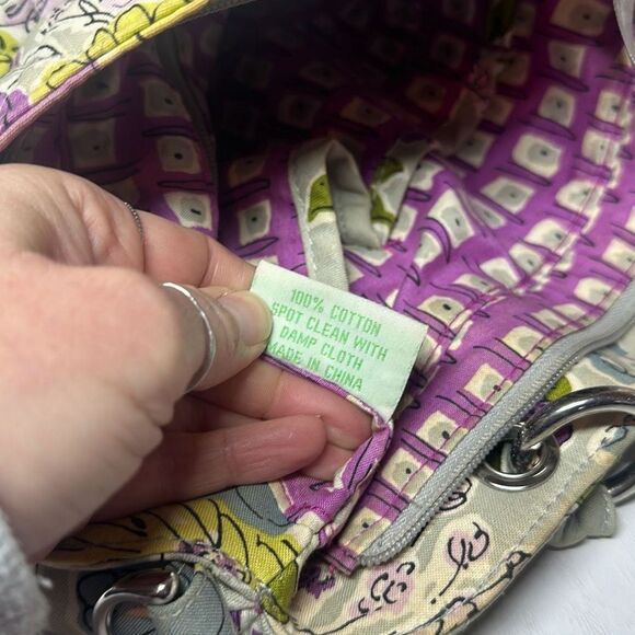 Vera Bradley Watercolor Gray Purple Floral Tote Handbag Purse Shoulder Bag - Picture 9 of 11